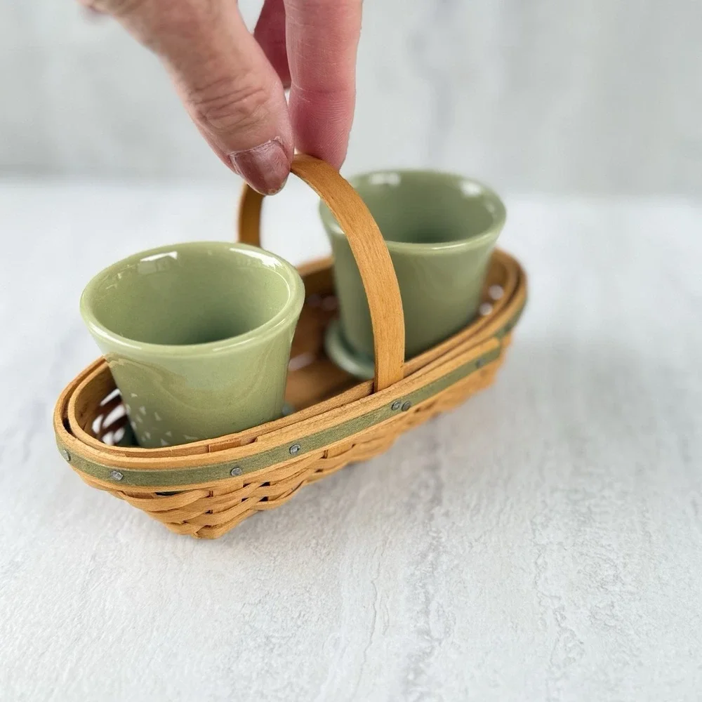 2005 Longaberger Collectors Club Miniature PEONY Basket + 2 Flower Pots #7617